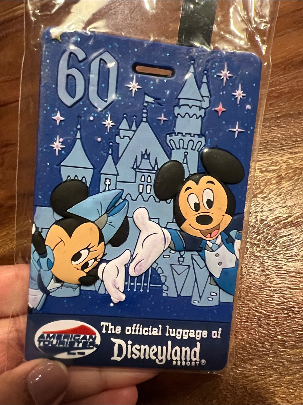 Disney Blue Mickey & Minnie Disneyland 60th Luggage Tag